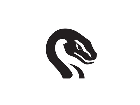 Black Snake Silhouette. Snake icon. Snake logo. Black snake silhouette isolated on white background. Vector illustration. 