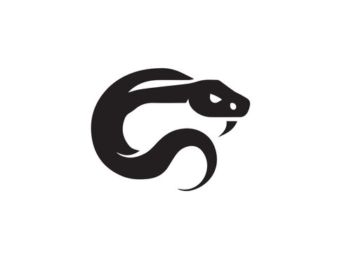 Black Snake Silhouette. Snake icon. Snake logo. Black snake silhouette isolated on white background. Vector illustration. 