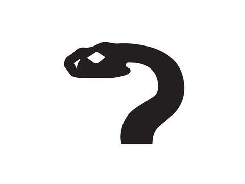 Black Snake Silhouette. Snake icon. Snake logo. Black snake silhouette isolated on white background. Vector illustration. 