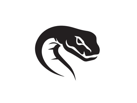 Black Snake Silhouette. Snake icon. Snake logo. Black snake silhouette isolated on white background. Vector illustration. 