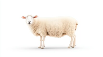 Obraz premium Sheep Wool Close Up Isolated White Background - Soft fluffy sheep wool, natural fiber, textile industry, animal agriculture, countryside charm.