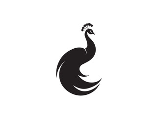 Fototapeta premium Peacock silhouette. Black peacock silhouette isolated on white background. Peacock icon. Animal silhouette. Vector illustration. 