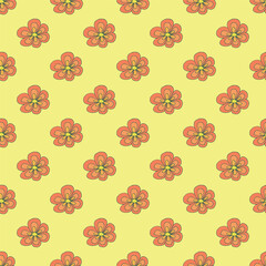 Summer seamless pattern with flowers doodle for decorative print, wrapping paper, greeting cards, wallpaper and fabric