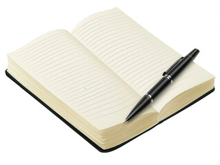 Open Notebook with Lined Pages and Black Pen Blank Ready for Notes and Ideas
