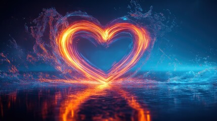 Fiery Heart of Passion: A Digital Abstract of Love