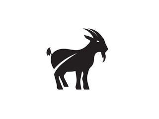 Black Goat Silhouette. Goat icon. Black Goat logo. Black Goat silhouette isolated on white background. Vector illustration. 