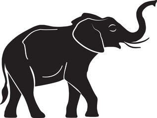 Obraz premium Wild African Elephant Silhouette. elephant hand drawn vector illustration realistic sketch