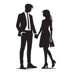 Minimalistic holding hand couple silhouette for unique designs - Holding hand couple vector, Holding hand couple illustration - Valentine silhouette

