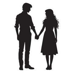 Stylish holding hand couple silhouette for versatile applications - Holding hand couple vector, Holding hand couple illustration - Valentine silhouette

