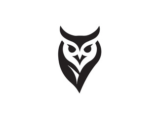 Owl silhouette. Owl icon silhouette vector art style illustration. Owl silhouette vector art isolated white background. Black Owl logo.