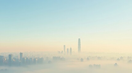 Fototapeta premium Hazy Sunrise Over a Smog-Covered Urban Skyline 2