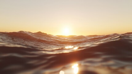 Naklejka premium Crimson sunset over ocean horizon serene seascape nature tranquil environment wide angle view vibrant colors