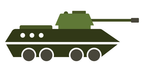 Fototapeta premium Tank icon trendy flat vector. Tank icon, vector symbol for website logo design. Tank military. Weapons for modern warfare. Simple tank green colour flat style isolated on white background.