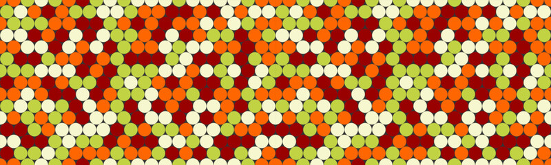 Seamless dotted pattern with colorful circles, ideal for textile fabrics, wallpaper, or abstract backgrounds. A trendy geometric design for creative decor.