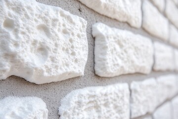 White Foam Insulation Brick Wall - Modern home exterior, textured white foam insulation, wall cladding, building material, energy efficiency.