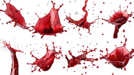Red paint splattered on white background creating an artistic and dynamic burst of energy.