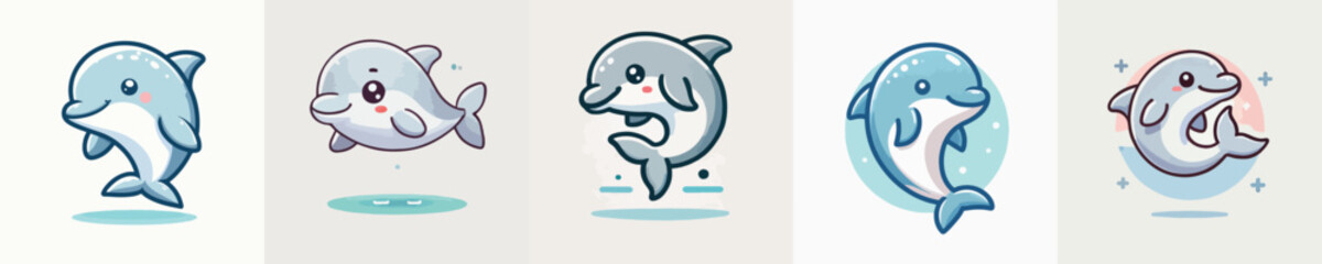 collection of cute and adorable dolphin vectors