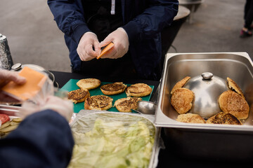 The Catering Setup Includes Fresh Ingredients That Are Ready and Prepared for Service