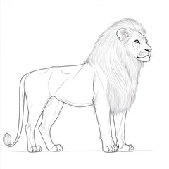 Majestic lion profile, African savanna background, wildlife art, educational use