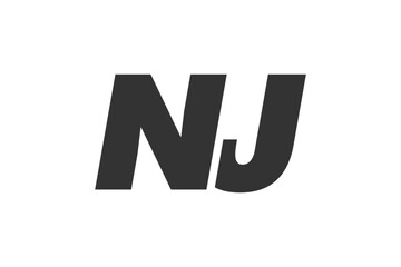 NJ Techno Editable Font Logo For Corporate Branding. Bold, Futuristic Design With Unique Typographic Ideas. Minimal Custom Type And Dynamic Letter