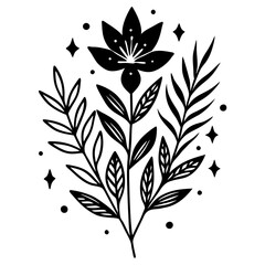 minimal botanical graphic sketch drawing, Silhouettes vector