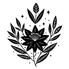 minimal botanical graphic sketch drawing, Silhouettes vector