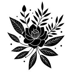 minimal botanical graphic sketch drawing, Silhouettes vector