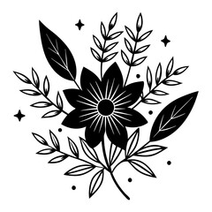 minimal botanical graphic sketch drawing, Silhouettes vector