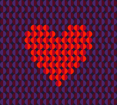 Heart Geometric Postcard Icon Vector shape Bold Abstract Red Black psychedelic background