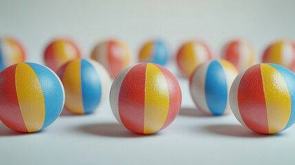 Colorful balls, studio shot, shallow depth, playful background.