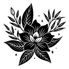 minimal botanical graphic sketch drawing, Silhouettes vector