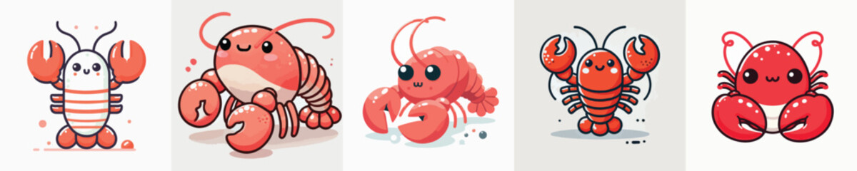 vector set of cute lobsters