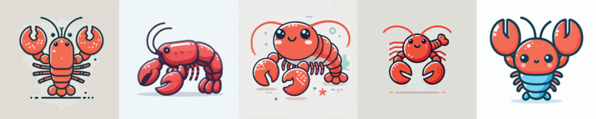 vector set of cute lobsters