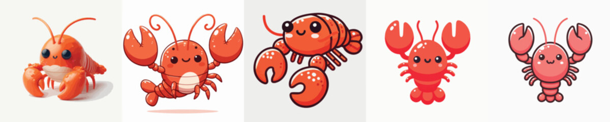 vector set of cute lobsters