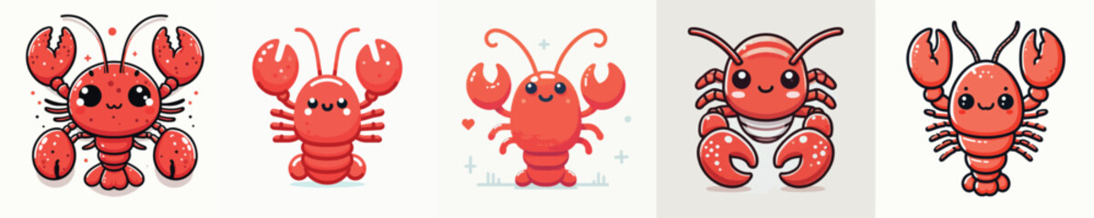 vector set of cute lobsters