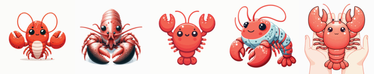 vector set of cute lobsters