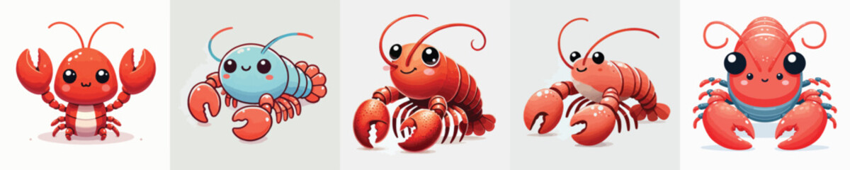 vector set of cute lobsters
