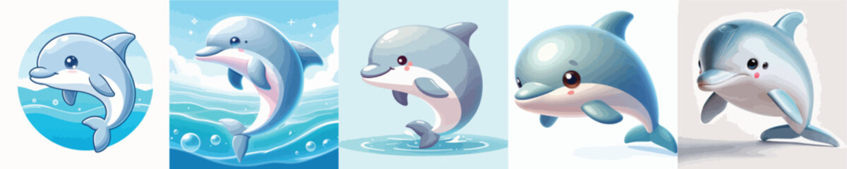 collection of cute and adorable dolphin vectors