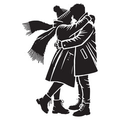 Creative couple hugging silhouette for digital and print uses - Couple hugging vector, Couple hugging illustration - Valentine silhouette

