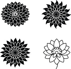 Set of flowers logo art design.Flower icon set. Flower logo. Minimal flower symbol mark. Vector illustration