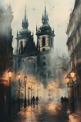 Fototapeta premium Mosque City Drawing 