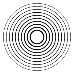 Circle black earthquake icon set. Round vibration graphic or black alert radar. Radio signal. Symbol of waveform burst rays. Concentric circles isolated on white background. Concentric circulation. 77