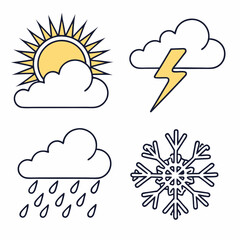 Minimal weather icons with trendy flat design