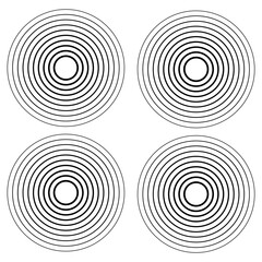 Set of concentric circles isolated on a white background. Concentric circulation. Vector illustration. Circle black earthquake icon. Round vibration eps10