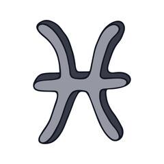 Hand drawn pisces zodiac sign Esoteric symbol doodle Astrology clipart Element for design