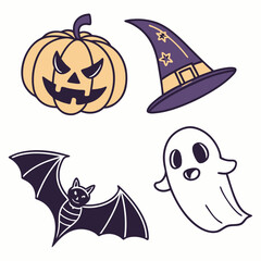 Minimal Halloween icons in a modern vector style"