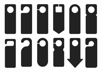 Do not disturb door hanger signs of hotel room. Please do not disturb hotel design black color. Vector illustration