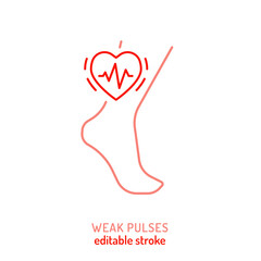 Minimalist outline icon. Weak pulses in the legs