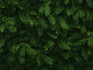 Fototapeta premium Holiday Cheer with Evergreen Branches on a Green Background