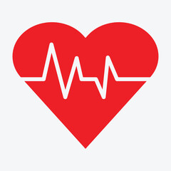 Heartbeat vector illustration. Heart cardio with heartbeats. Heart Rate Icon Symbol. Heart With Pulse.